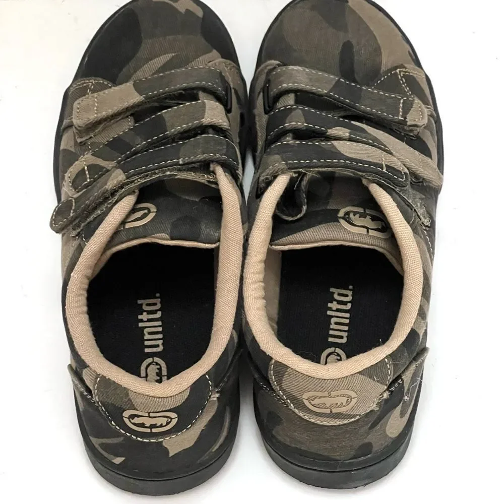 ECKO UNLTD Camo Canvas Shoes Big Kids Sz 3 Green Straps Hoop & Loop Casual Comfy - Picture 7 of 8